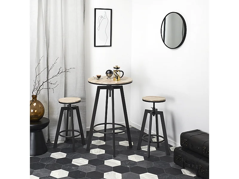 Table Mange Debout 2 Tabourets Reglables Aria