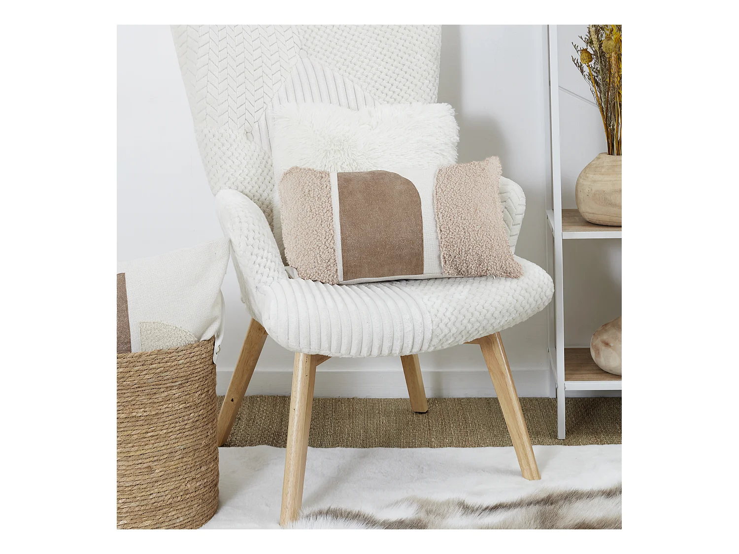 Coussin Beige Taupe Brun 30x50cm Beige