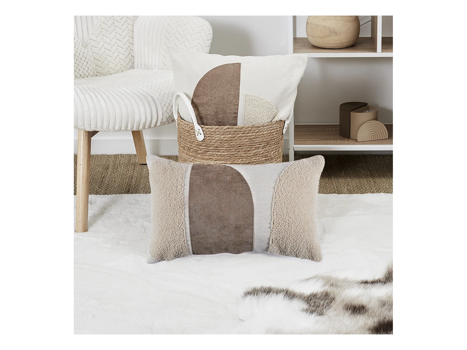 Coussin Beige Taupe Brun 30x50cm Beige