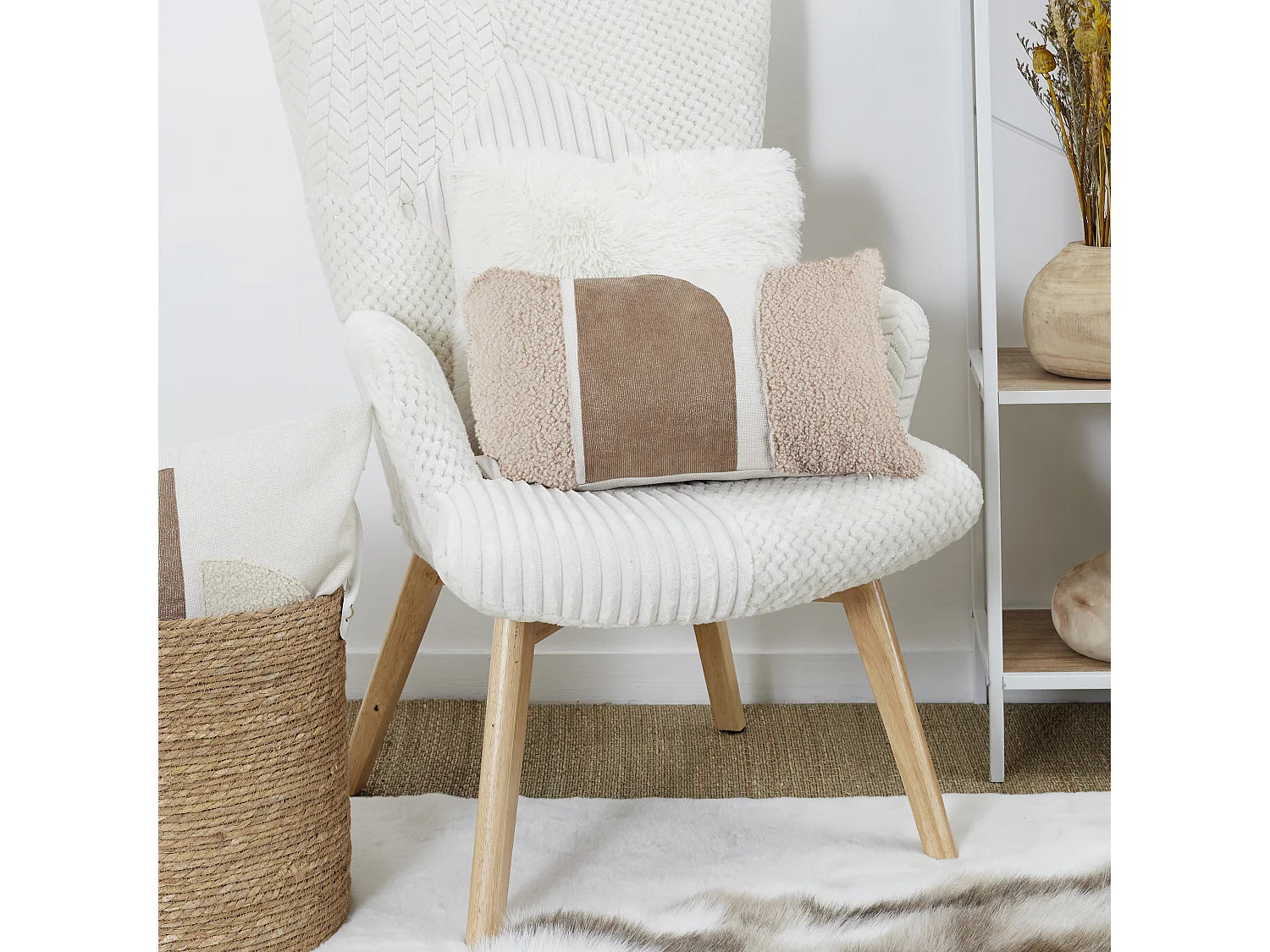 Coussin Beige Taupe Brun 30x50cm Beige