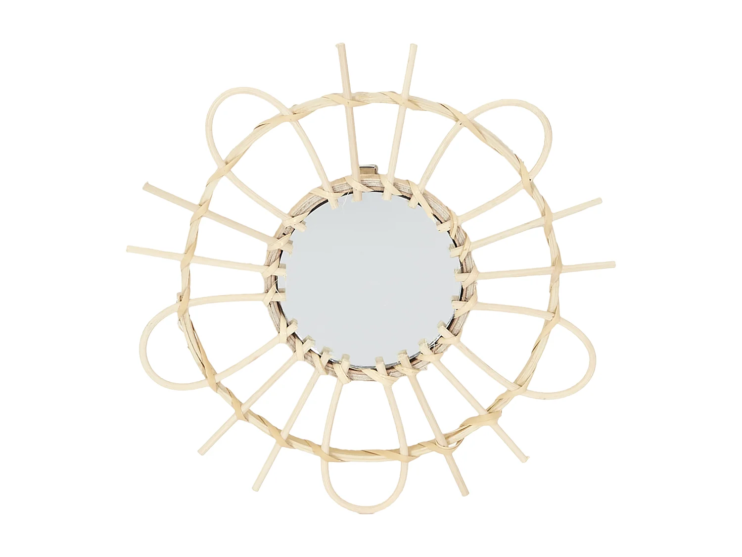 Miroir Rotin X3 28cm Marron