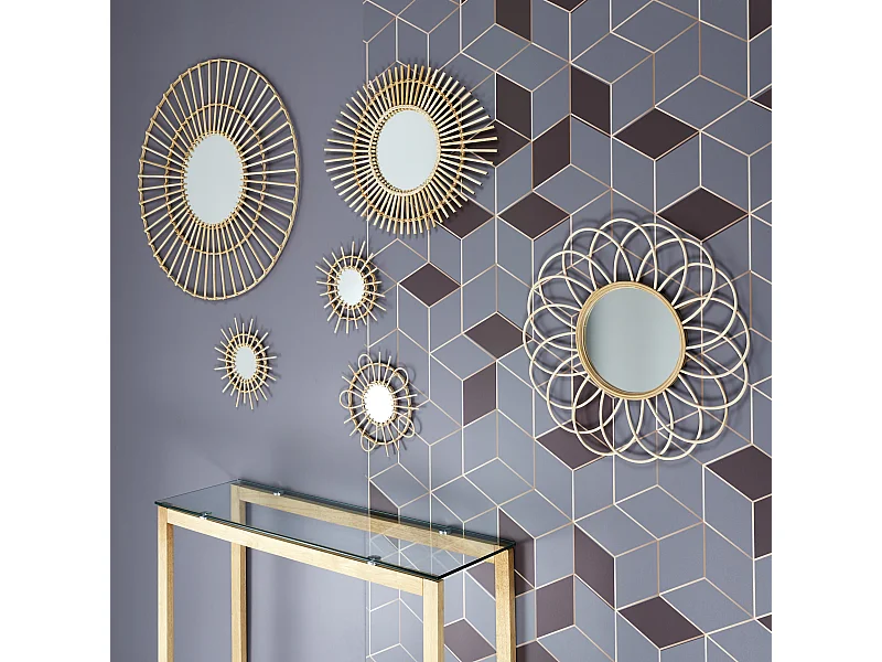 Miroir Rotin X3 28cm Marron