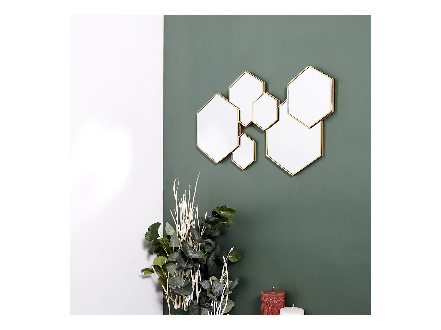 Decoration Miroir Hexagonal Or