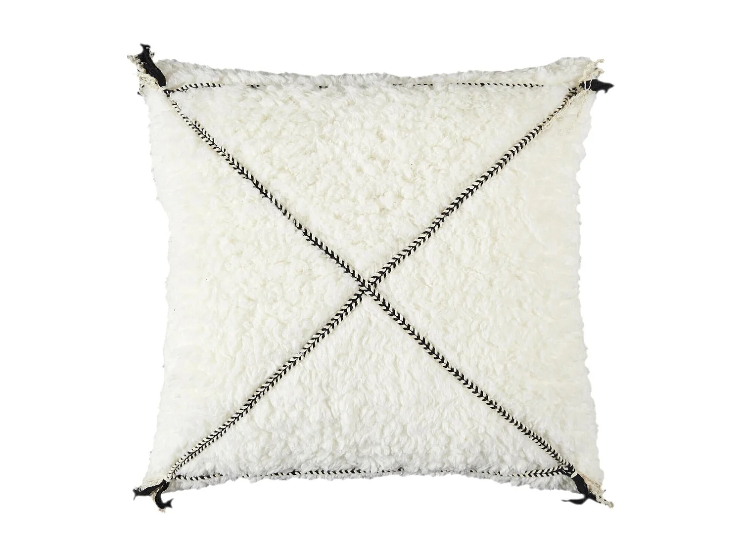 Coussin Sherpa Blanc Motif Triange 40x40cm Blanc