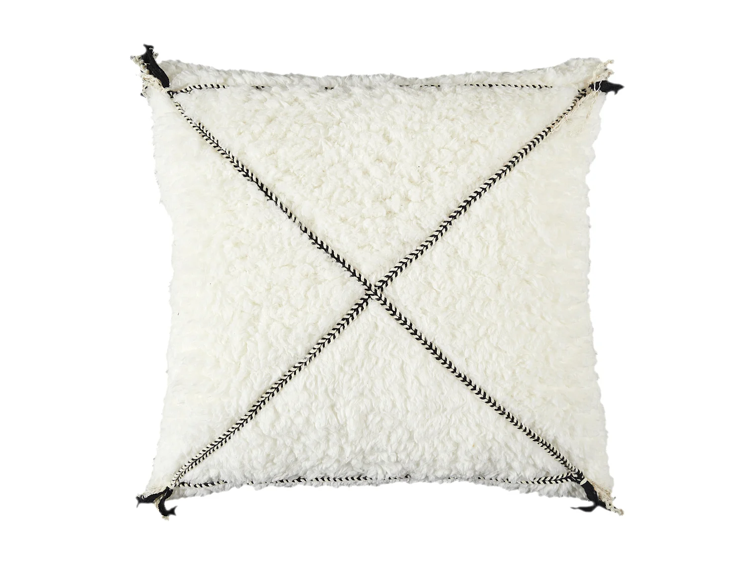 Coussin Sherpa Blanc Motif Triange 40x40cm Blanc