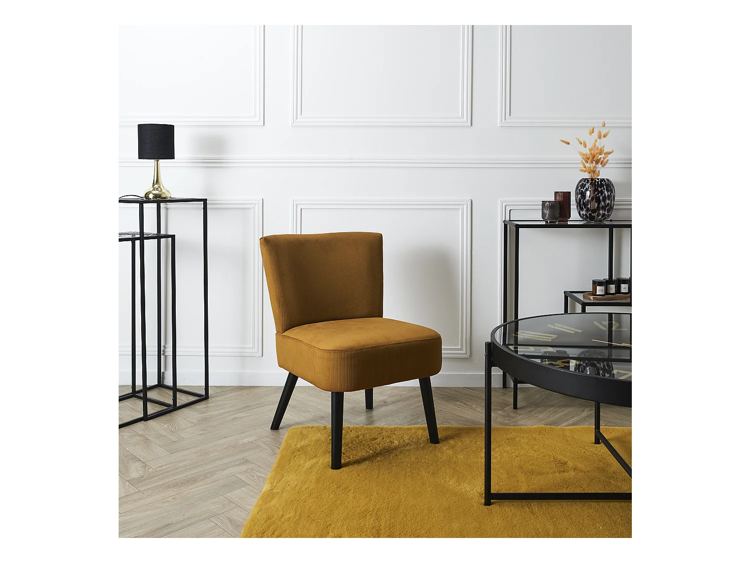 Fauteuil Crapaud Giulia Jaune Jaune, Noir