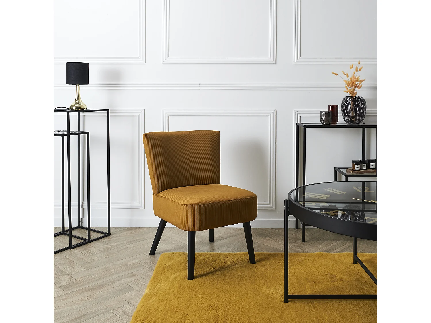 Fauteuil Crapaud Giulia Jaune Jaune, Noir