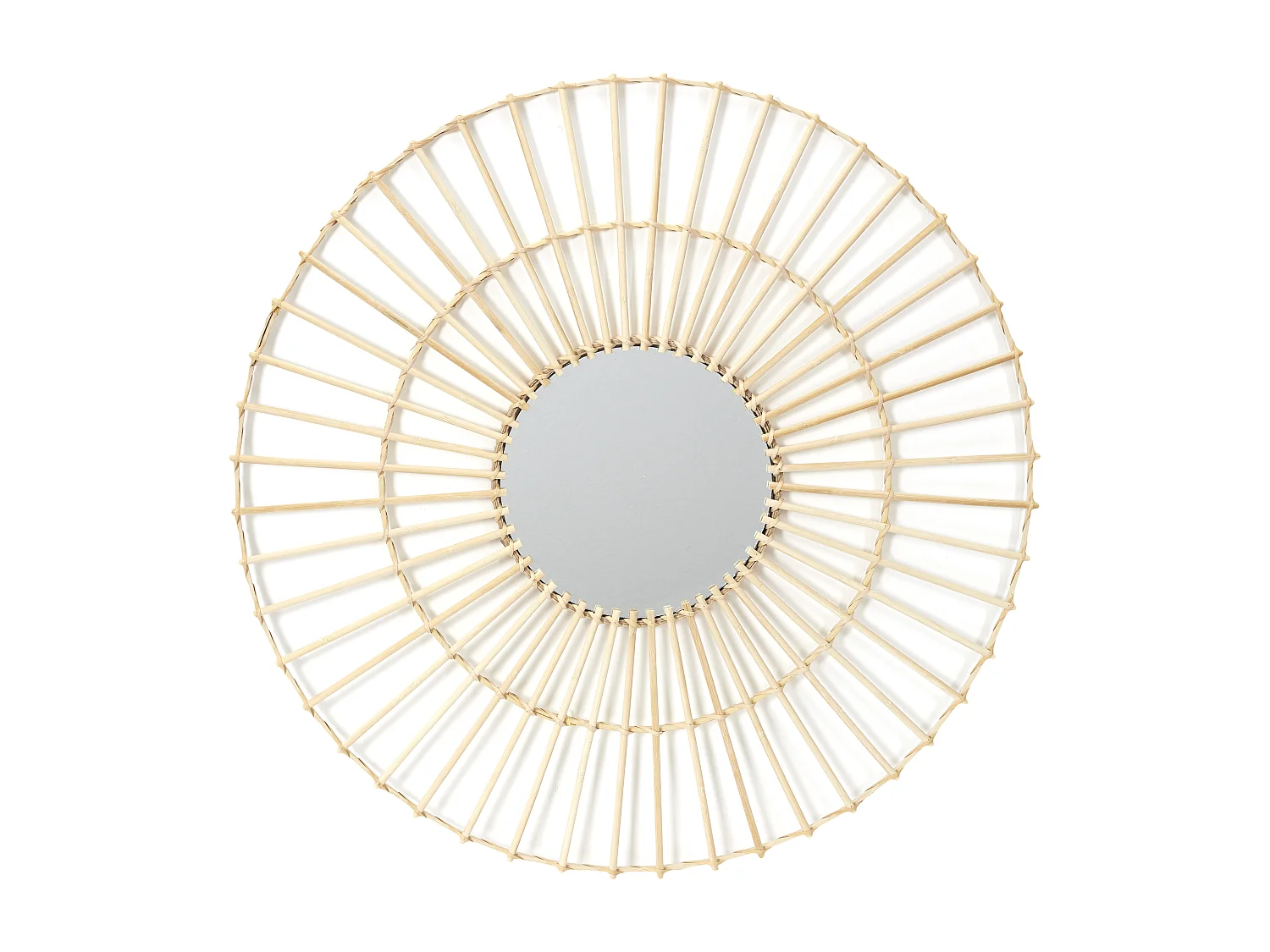 Miroir Rotin Rond 75cm Beige