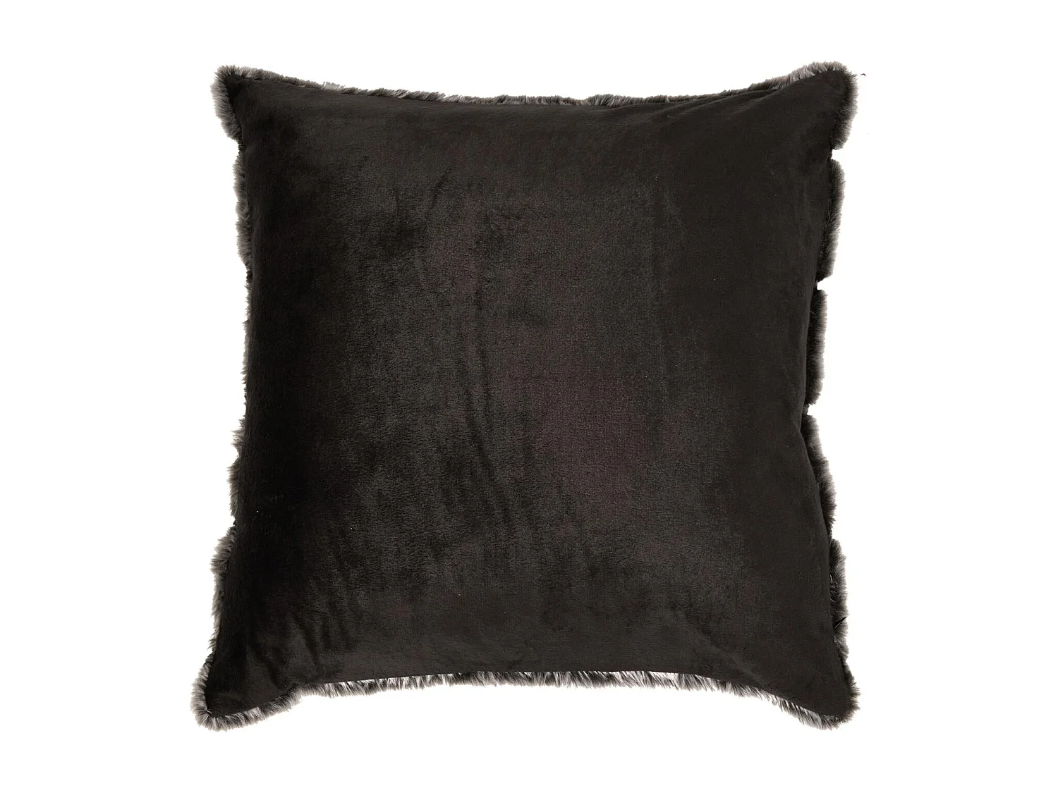 Coussin Imit Fourrure Gris Fonce Raye 40x40cm Gris