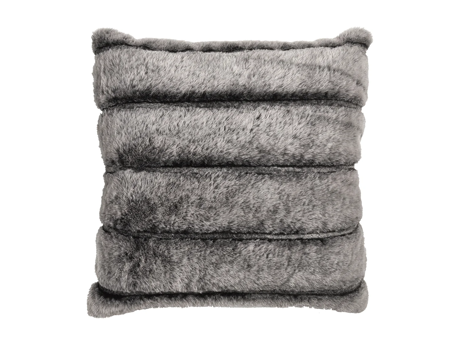 Coussin Imit Fourrure Gris Fonce Raye 40x40cm Gris
