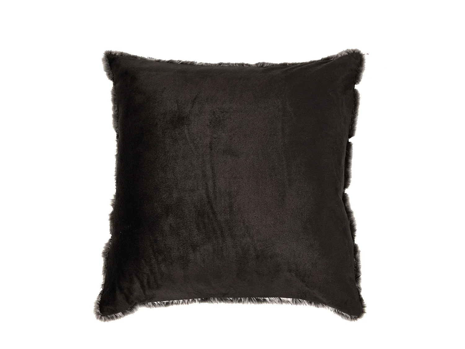 Coussin Imit Fourrure Gris Fonce Raye 40x40cm Gris