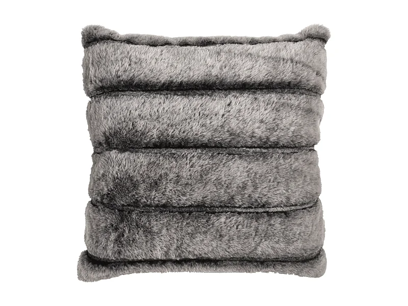 Coussin Imit Fourrure Gris Fonce Raye 40x40cm Gris