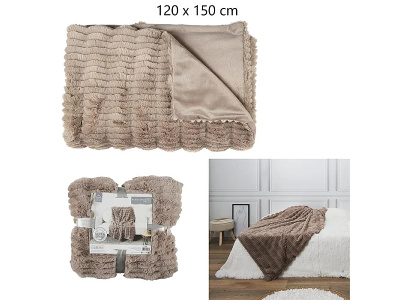 Plaid Imit Fourrure Opulence Taupe 120x150cm Marron