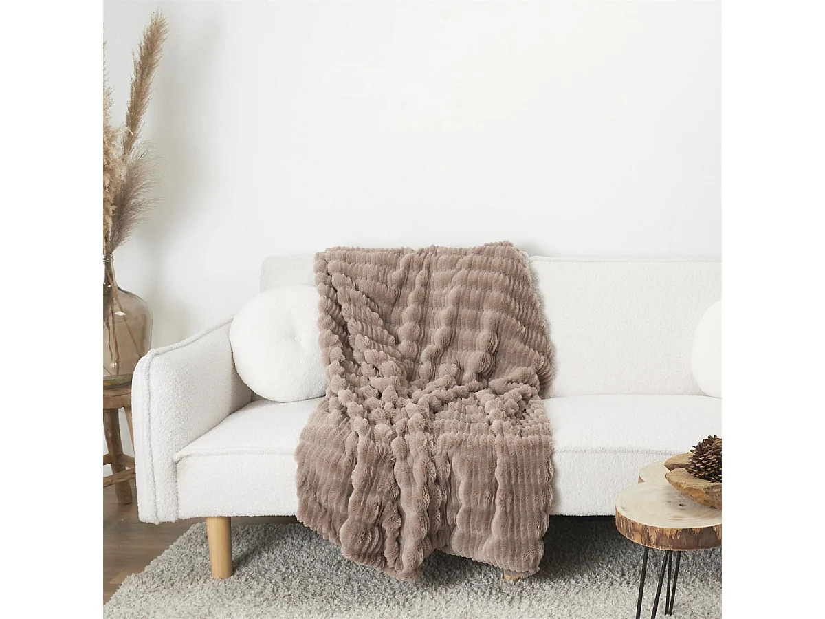 Plaid Imit Fourrure Opulence Taupe 120x150cm Marron