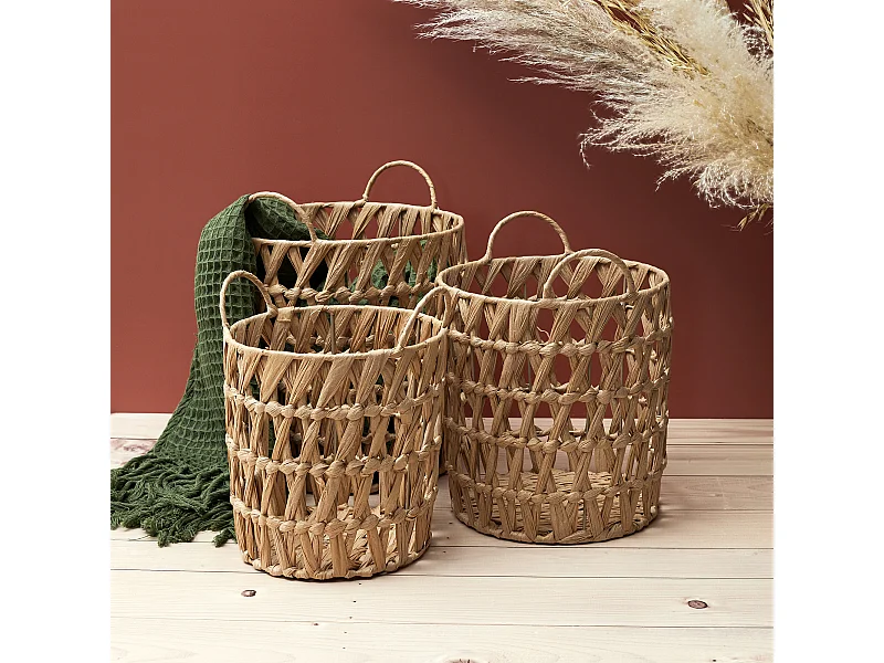 Panier Ajoure Avec Anses X3 Marron