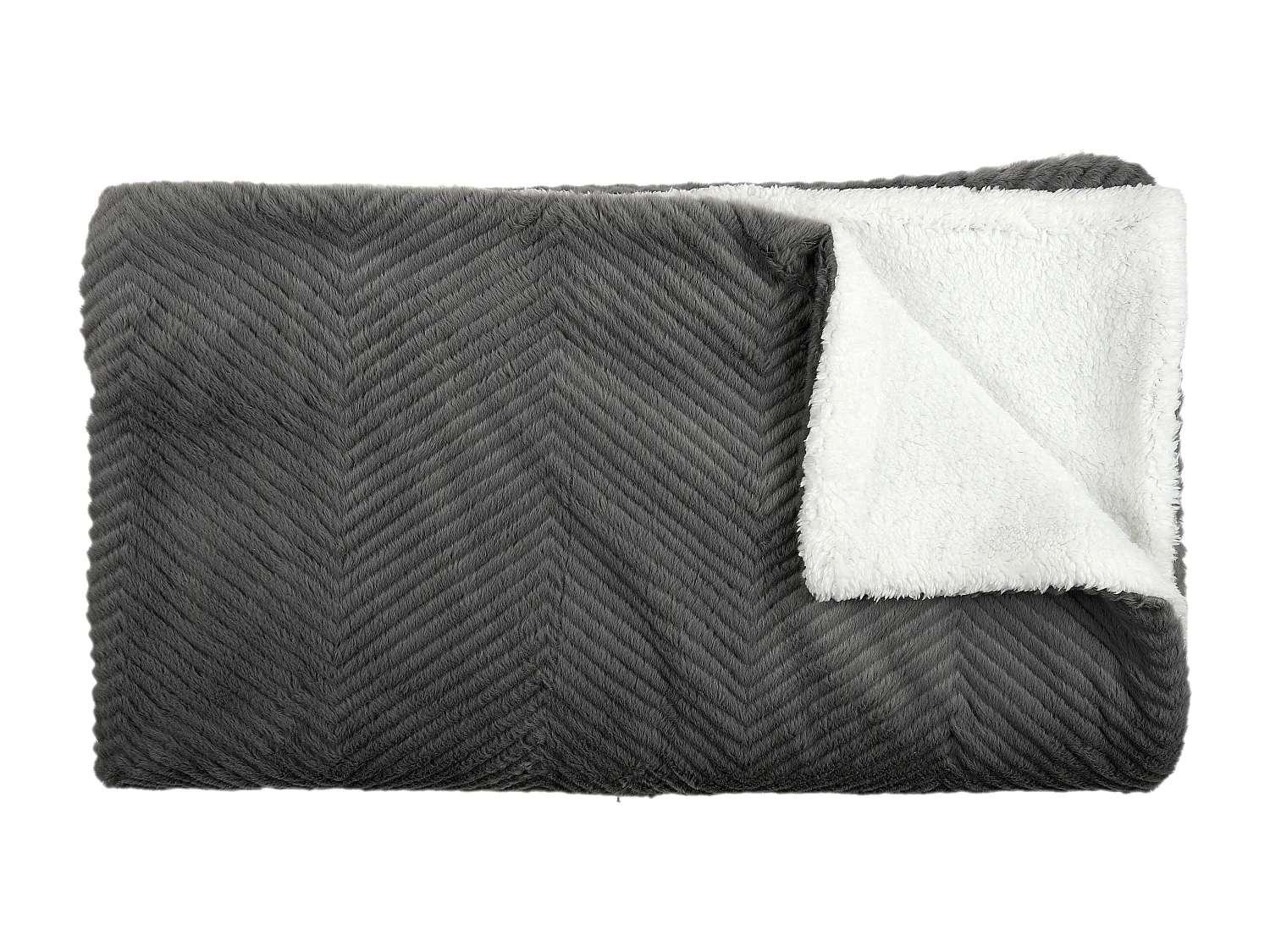 Plaid Imit Fourrure Gris Et Sherpa 140x200cm Gris