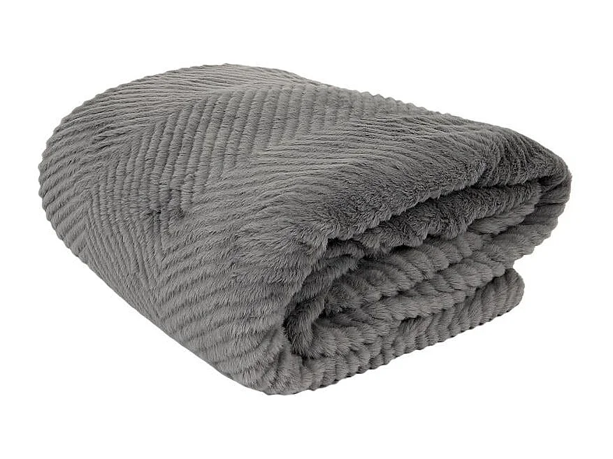 Plaid Imit Fourrure Gris Et Sherpa 140x200cm Gris