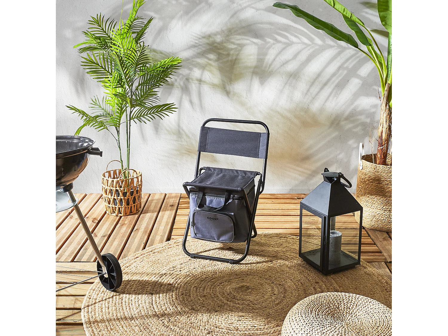 Chaise Pliante Sac Fraicheur - Lot De 4 Gris, Noir