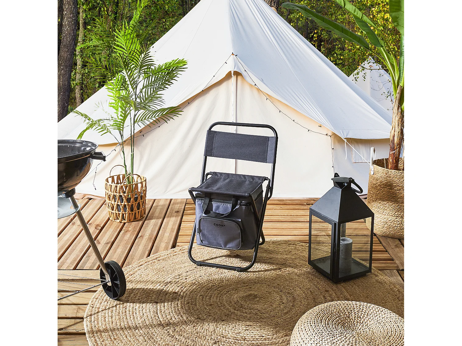 Chaise Pliante Sac Fraicheur - Lot De 4 Gris, Noir