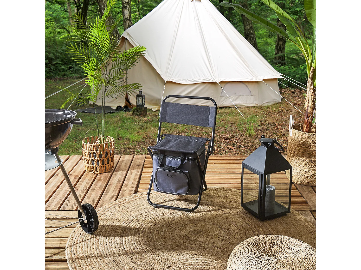 Chaise Pliante Sac Fraicheur - Lot De 4 Gris, Noir