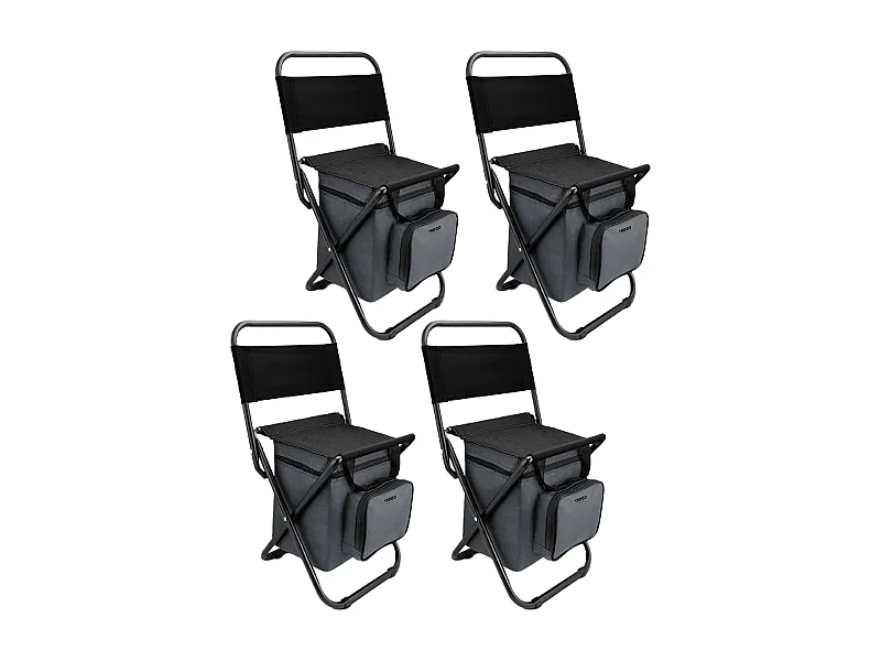Chaise Pliante Sac Fraicheur - Lot De 4 Gris, Noir