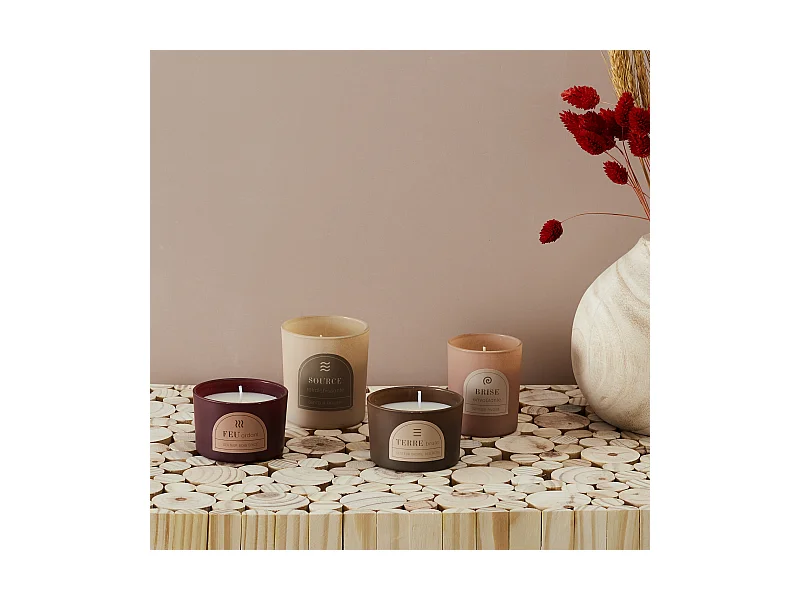 Bougie Parfumee X4 Coffret 4 Elements Beige, Marron
