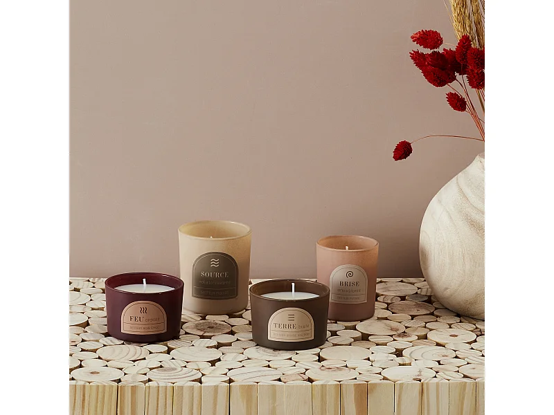 Bougie Parfumee X4 Coffret 4 Elements Beige, Marron