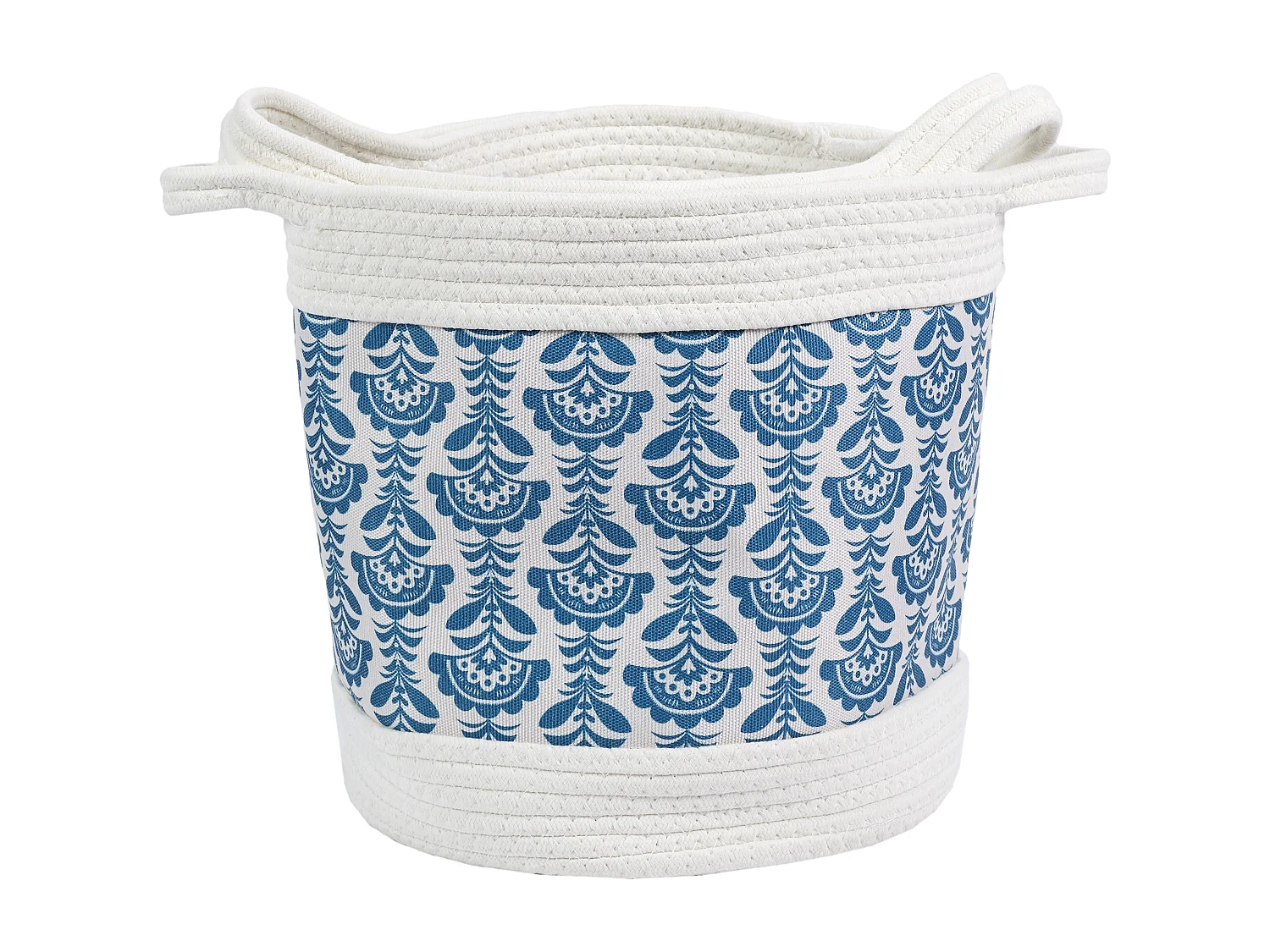 Panier De Rangement Coton Jaipur X3 Bleu, Blanc