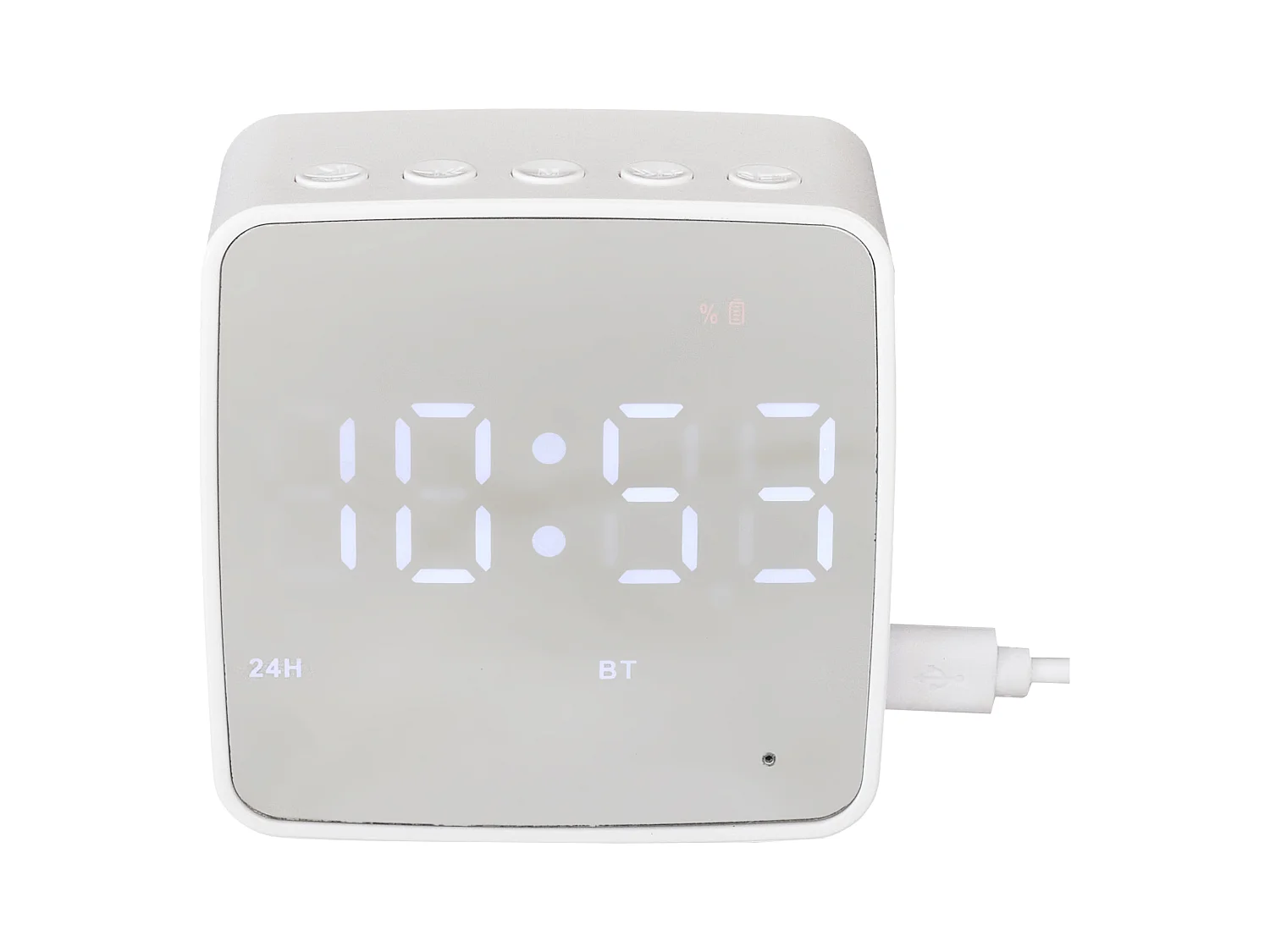 Reveil Miroir Enceinte Sans Fil 3w Blanc