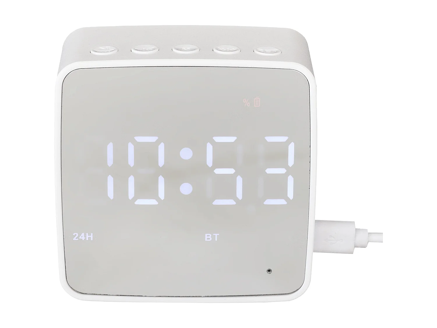 Reveil Miroir Enceinte Sans Fil 3w Blanc