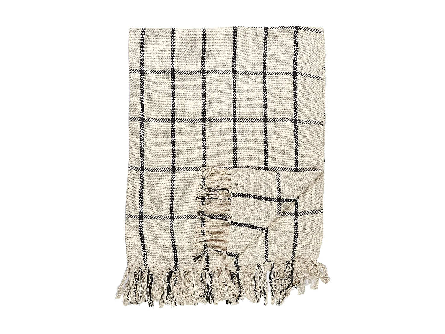 Plaid Coton Imprime Beige Et Noir 150x120cm Beige, Noir