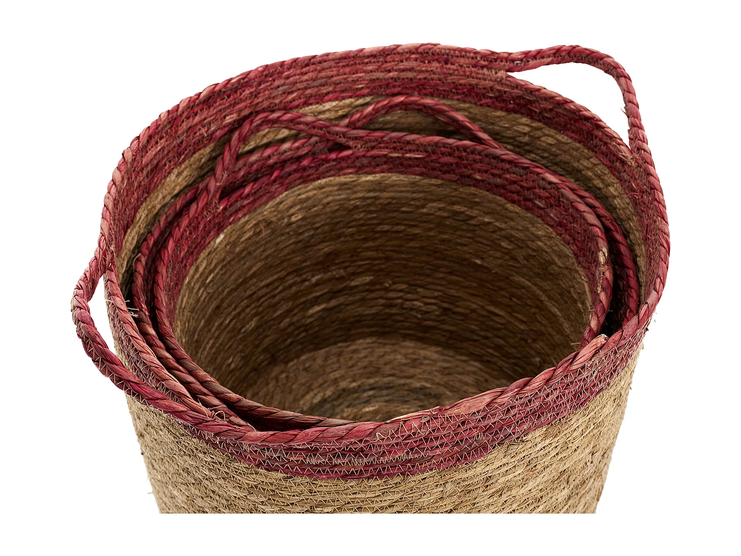 Panier Tresse Bicolore X3 Marron, Rouge