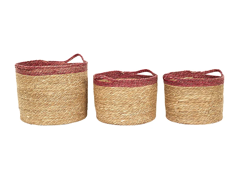 Panier Tresse Bicolore X3 Marron, Rouge