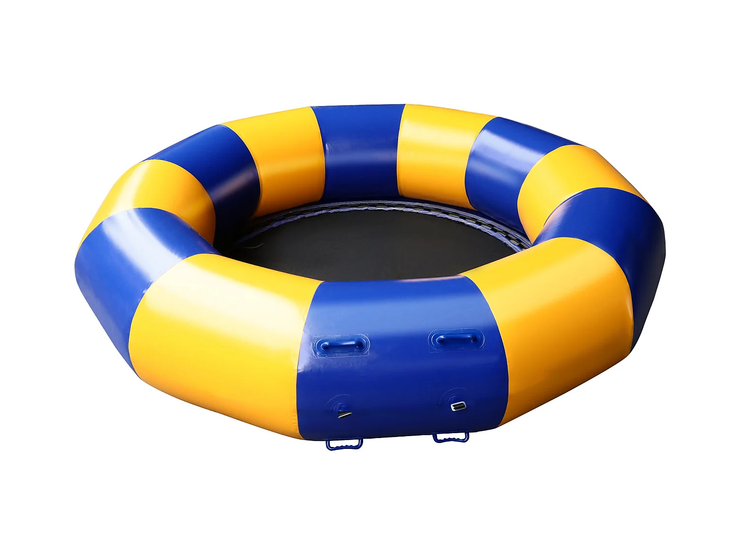 Trampolín acuático Oryxearth de 3,04 m, resistente, con escalera incluida, 100 kg (amarillo/azul).