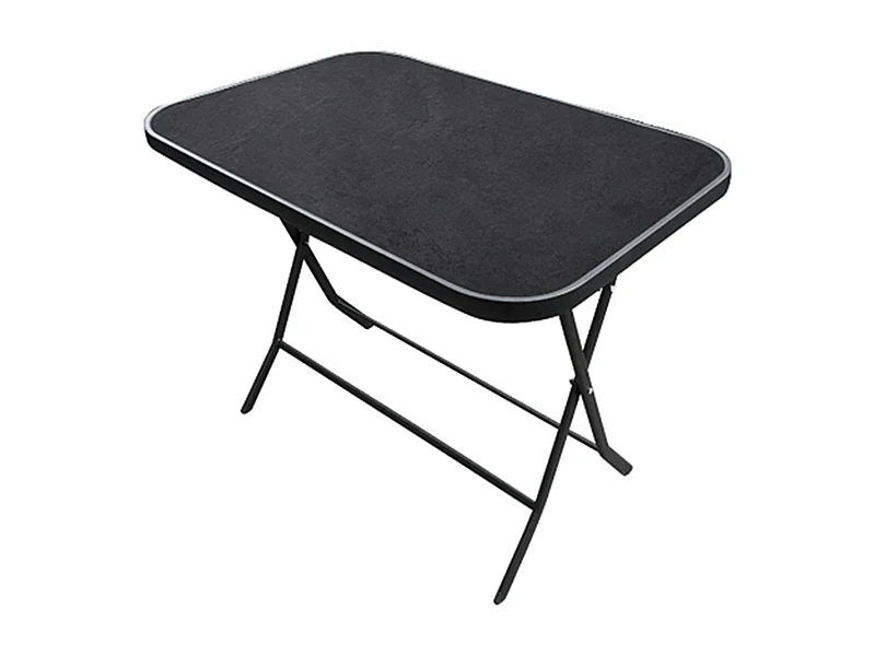 Table Pliante Effet Ardoise 4 Places Gris, Noir