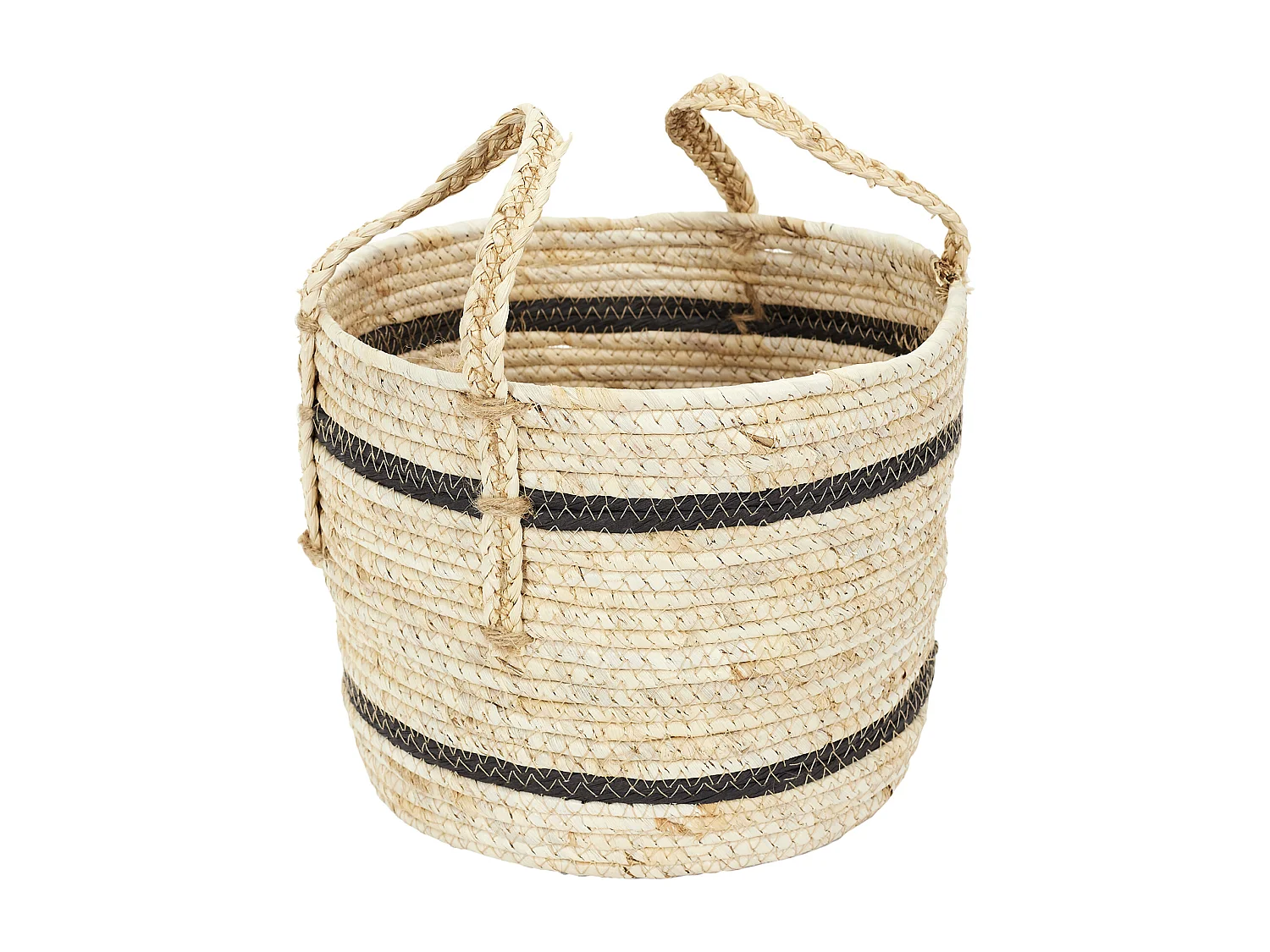 Panier Bicolore Fibre De Mais X3 Marron, Noir