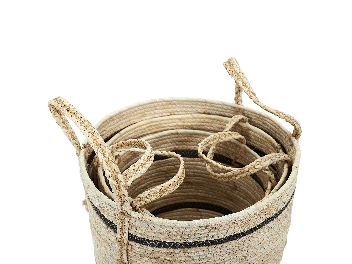 Panier Bicolore Fibre De Mais X3 Marron, Noir