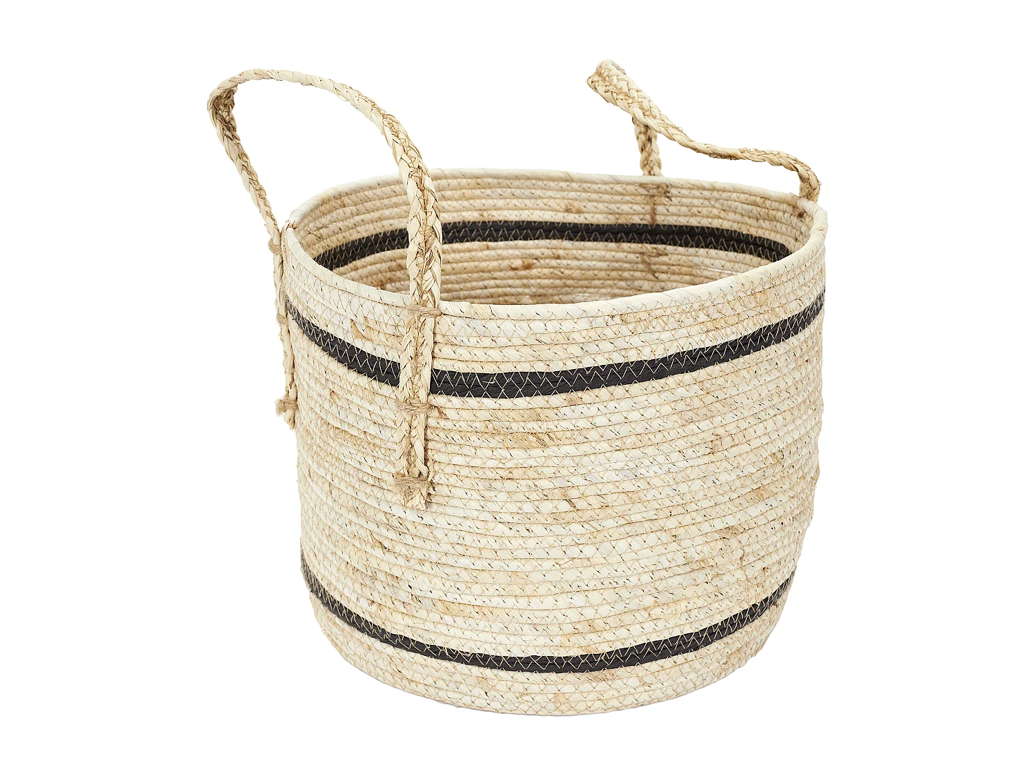 Panier Bicolore Fibre De Mais X3 Marron, Noir