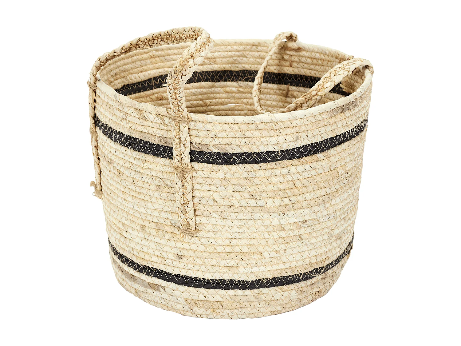 Panier Bicolore Fibre De Mais X3 Marron, Noir