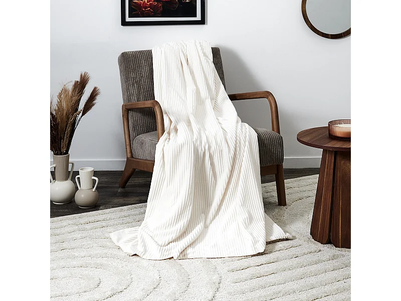 Plaid Grosse Cotes Flanelle 150x200cm Rouge, Blanc, Gris