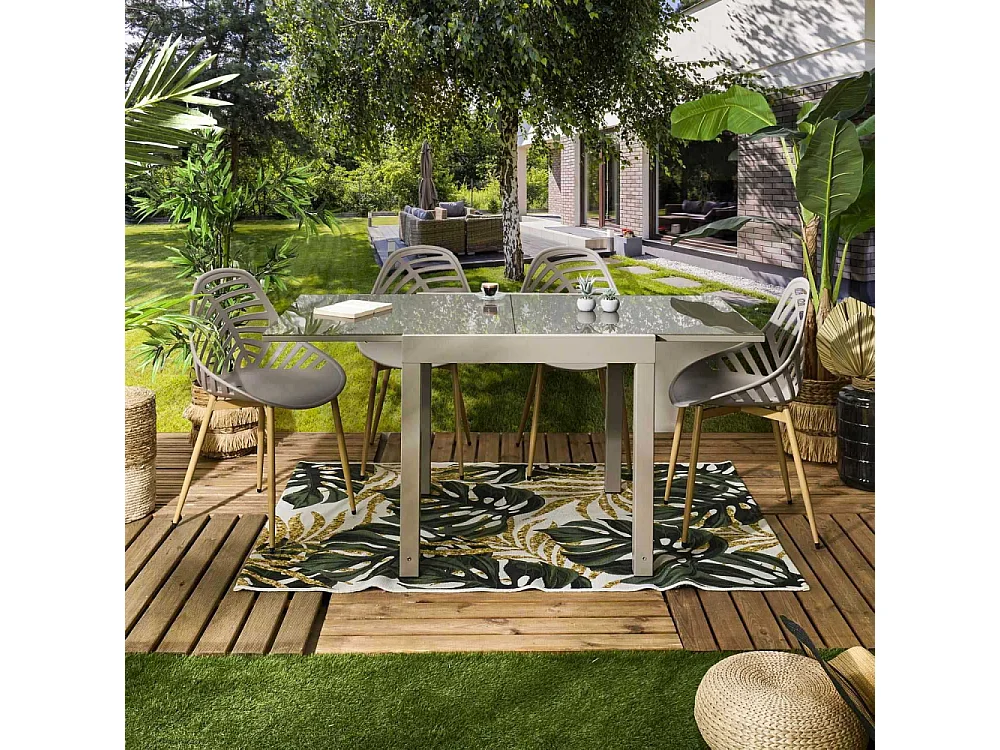 Table Jardin Extensible Haria 80x80x160cm Beige