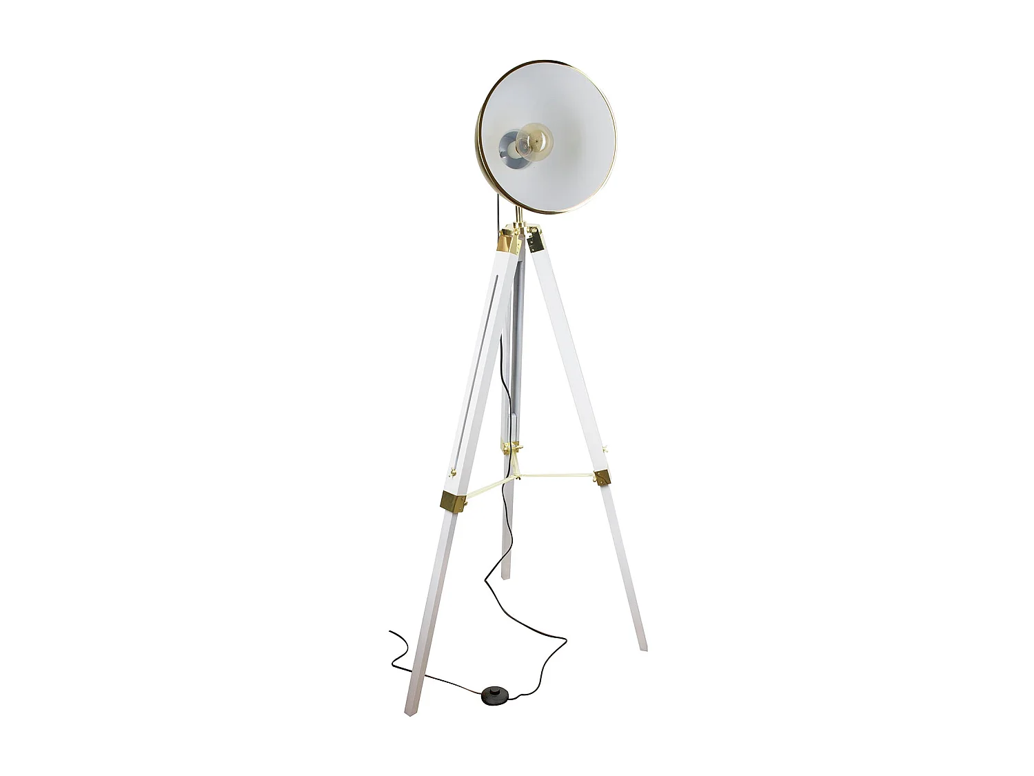 Lampadaire Industriel Dore Trepied Blanc Blanc