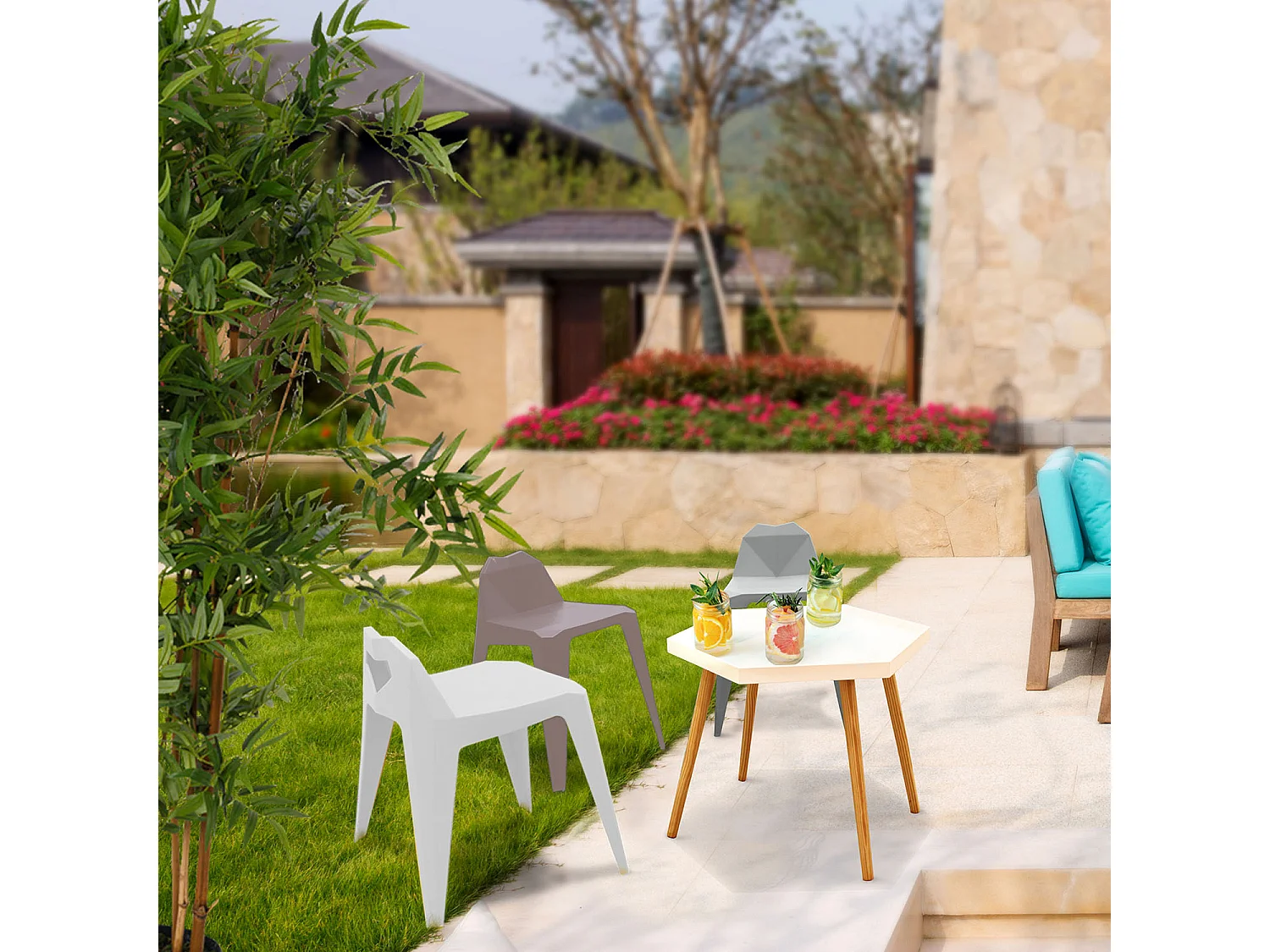 Tabouret Origami Taupe - Lot De 3