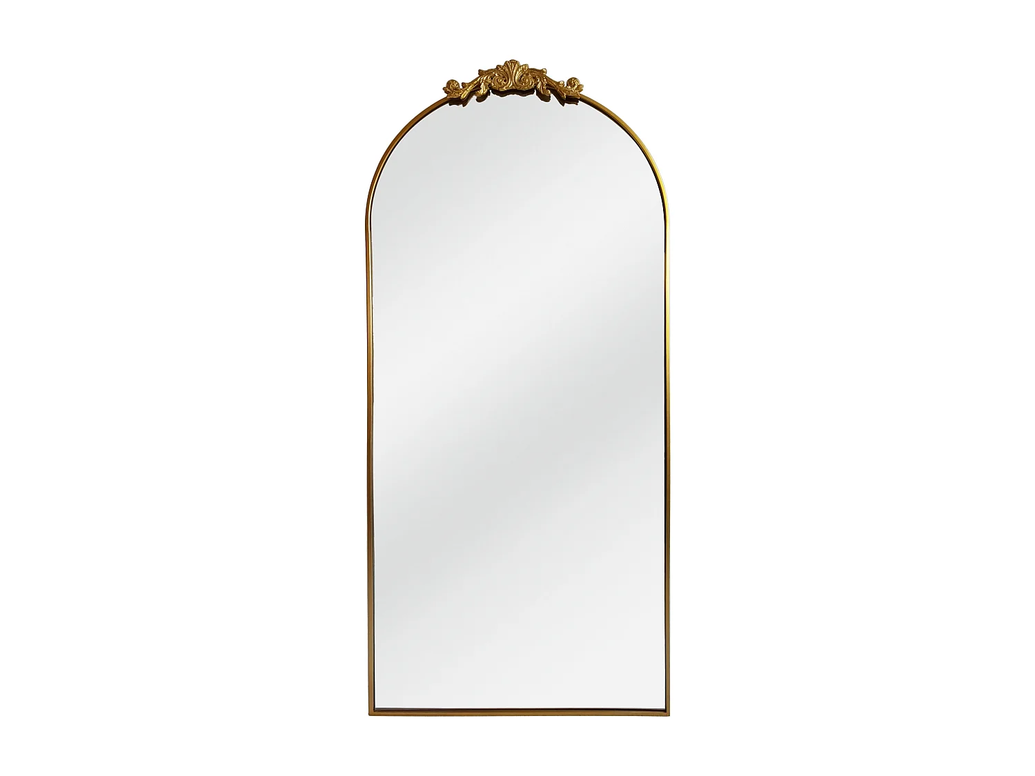 Grand miroir style romantique avec moulure - Métal - L. 80 x H. 180 cm - Doré - INARI