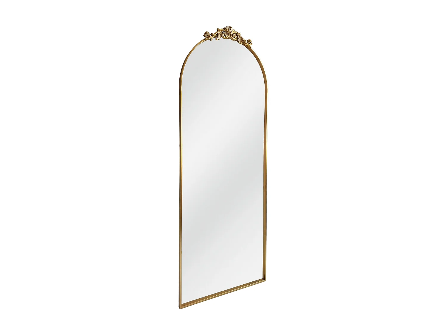 Grand miroir style romantique avec moulure - Métal - L. 80 x H. 180 cm - Doré - INARI