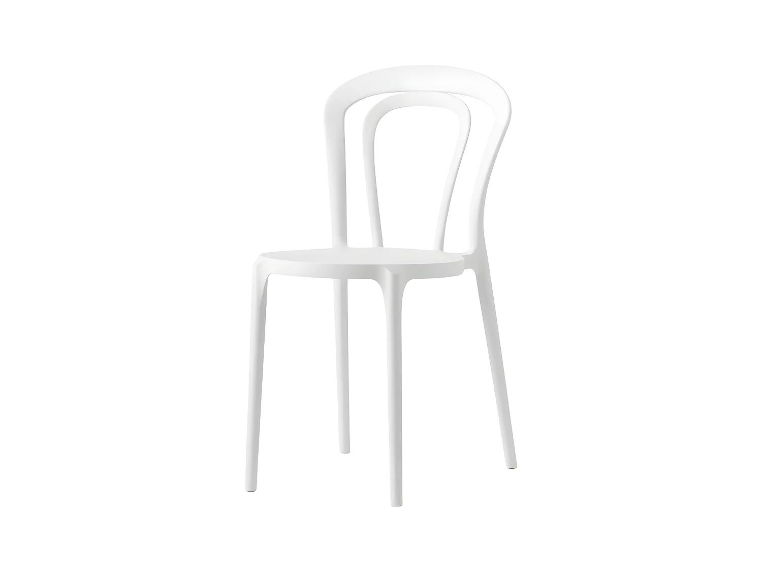 Lot de 2 chaises modernes blanc optique "Caffè" en polypropylène empilables pour extérieur et intérieur cm 53x53 83h