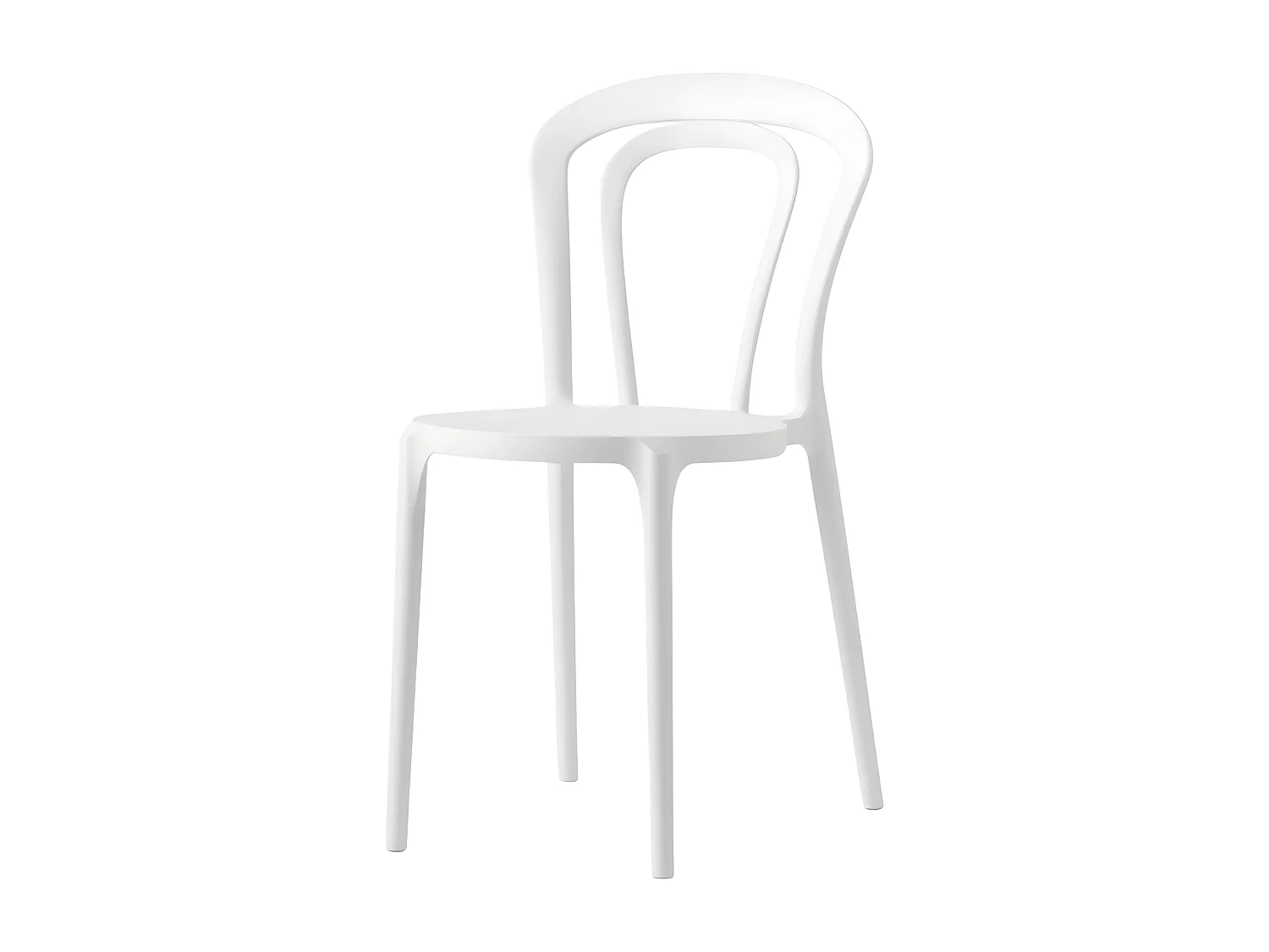 Lot de 2 chaises modernes blanc optique "Caffè" en polypropylène empilables pour extérieur et intérieur cm 53x53 83h