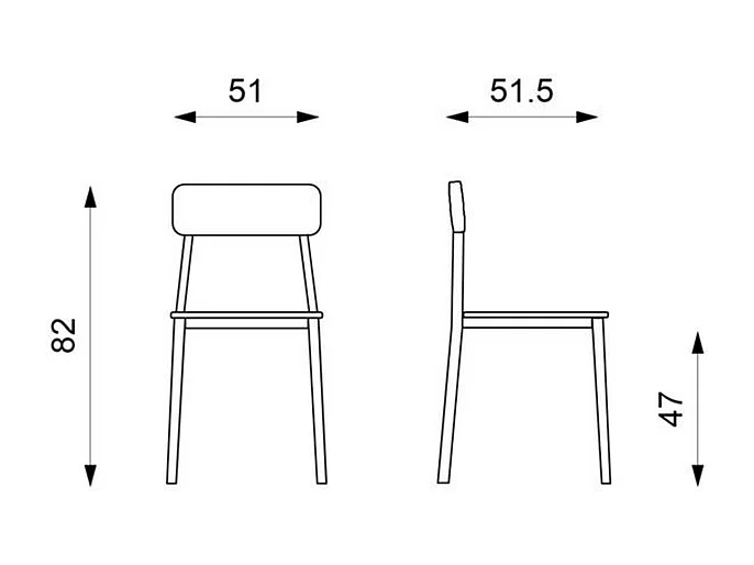 Set di 4 sedie moderne in legno laccato "Ade" da pranzo struttura in metallo cm 51,5x51 82h
