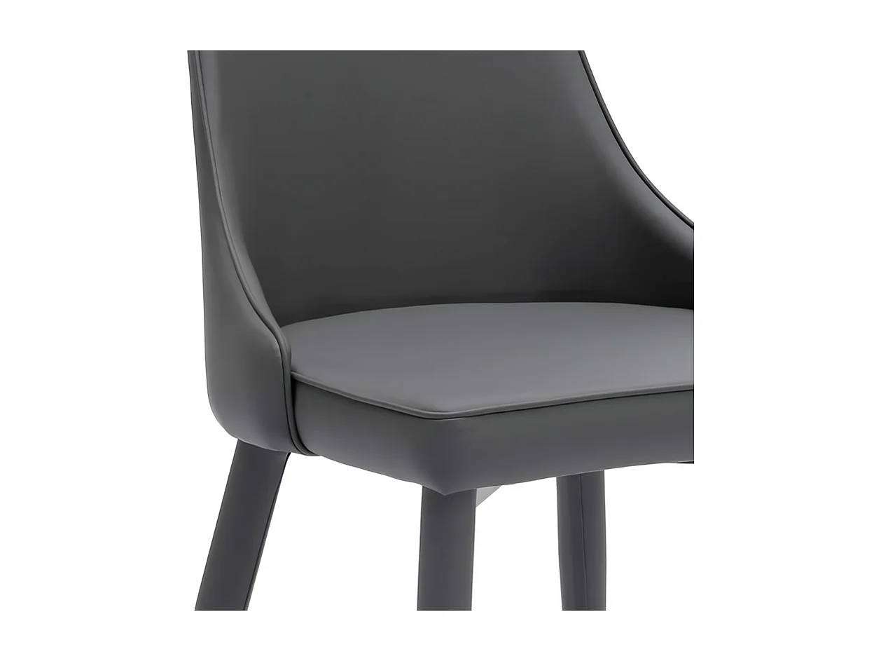 Set di 4 sedie imbottite in similpelle grigio scuro "Dalia" da pranzo moderne cm 46x46 91h