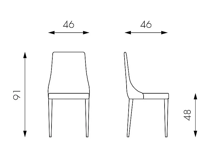 Set di 4 sedie imbottite in similpelle grigio scuro "Dalia" da pranzo moderne cm 46x46 91h